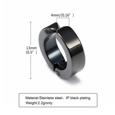 Σκουλαρίκια Vnox 1 τεμαχίου Punk Cross Clip για άνδρες Γυναικεία, Αντιαλλεργικό αξεσουάρ ακουστικών από ανοξείδωτο ατσάλι, Σκουλαρίκι Hiphop Hoop Circle