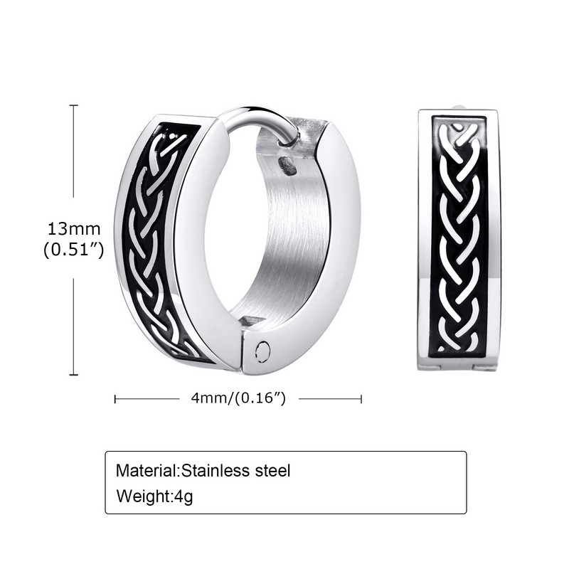 Rock Punk Celtic Knot kõrvarõngad meestele, veekindel roostevabast terasest rõngas Huggie Ear kingitused talle ehted, brincos masculinos