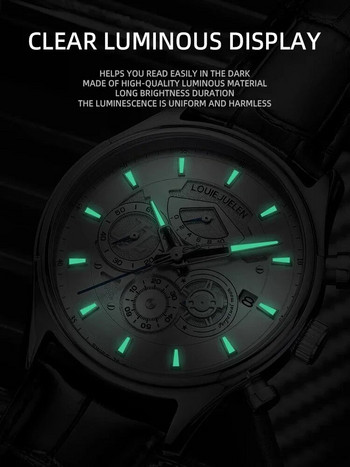 Оригинална марка Мъжки часовници Модни кварцови ръчни часовници Хронограф Водоустойчив календар Луксозен часовник Светещ бизнес ръчен часовник