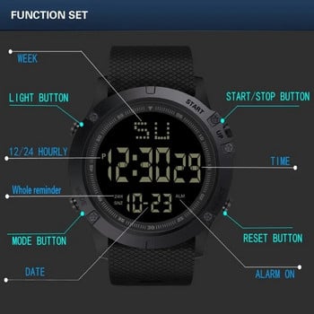 Ανδρικό αθλητικό ρολόι πολλαπλών λειτουργιών LED ψηφιακό ημερολόγιο αδιάβροχο ρολόι χειρός Φωτεινό ξυπνητήρι Ανδρικά αθλητικά ηλεκτρονικά ρολόγια