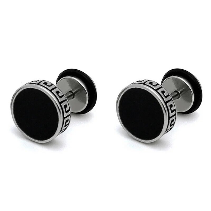 Muške naušnice s vodoravnom trakom od nehrđajućeg čelika Nakit Modne naušnice s nitnama od titana Dječačke punk crne naušnice Muške naušnice