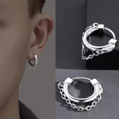 Minimalistlikud hõbetatud ketiga kõrvarõngad naistele, meestele, teismelistele, punk, väikese rõngaga meeste kõrvarõngaste trend 2023 ehted ja aksessuaarid