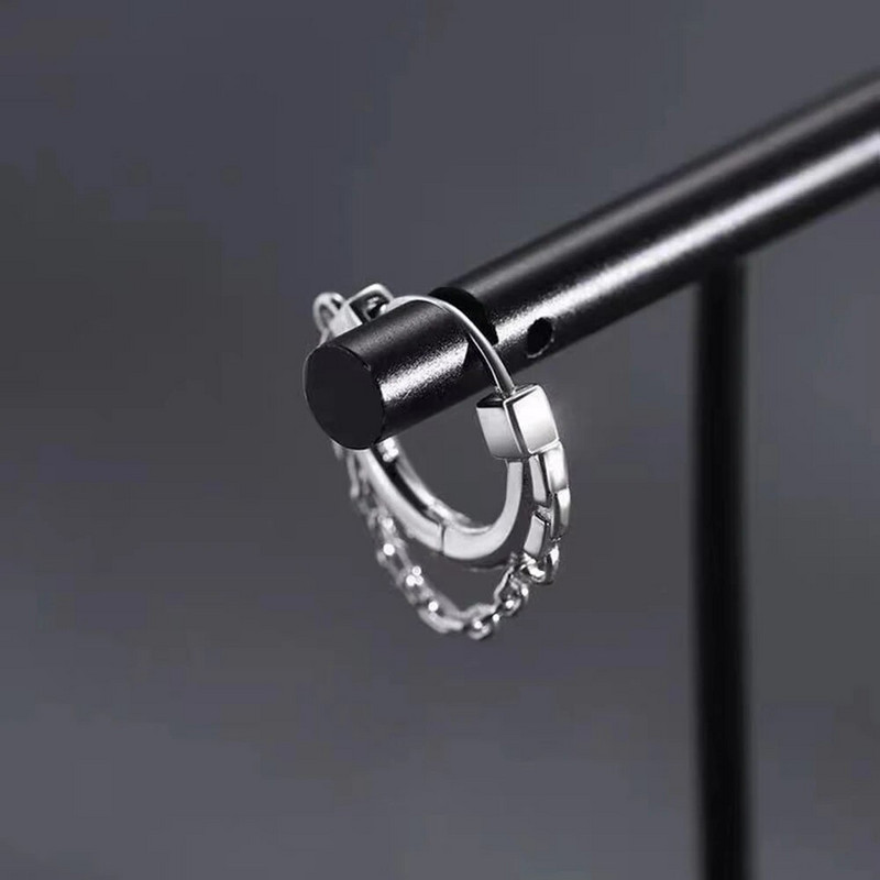 Minimalistlikud hõbetatud ketiga kõrvarõngad naistele, meestele, teismelistele, punk, väikese rõngaga meeste kõrvarõngaste trend 2023 ehted ja aksessuaarid