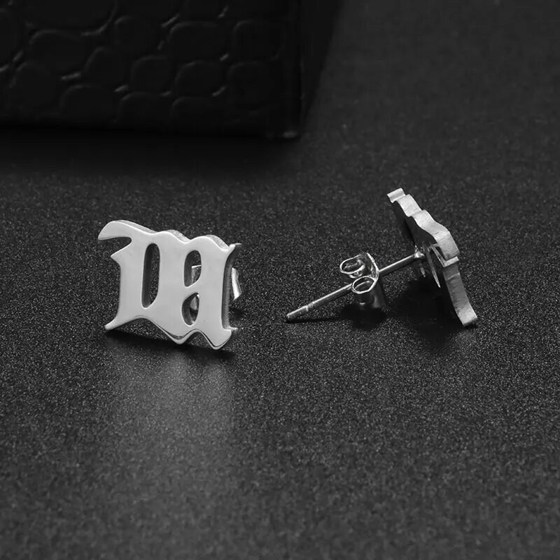 Μόδα ασημί γράμματα κούφιο καρφωτά σκουλαρίκια Κατάλληλα για γυναίκες Punk statement σκουλαρίκια Γυναικεία Hip Hop Party Κοσμήματα Δώρα