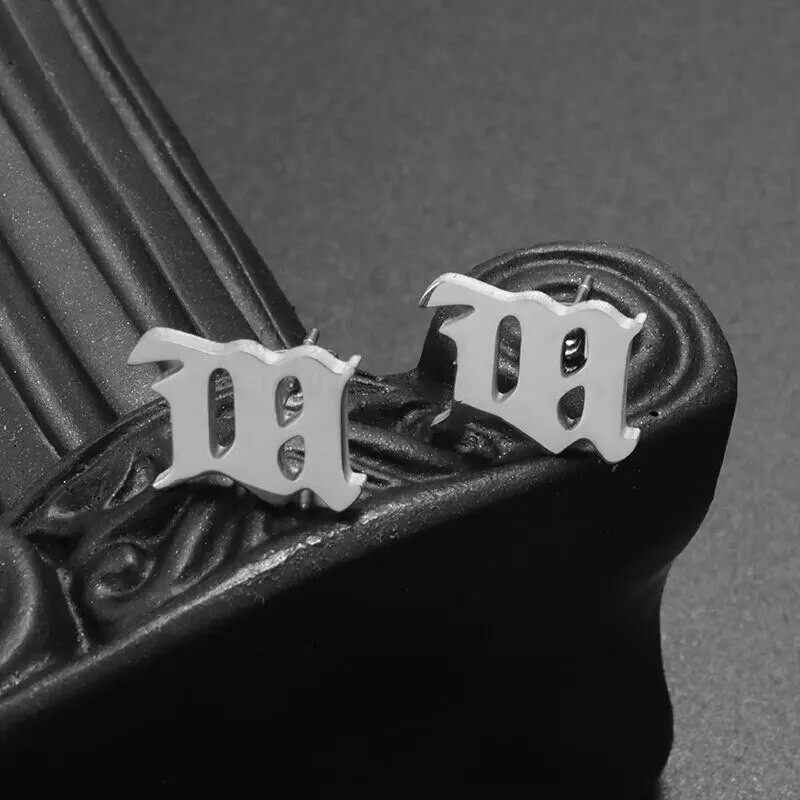 Μόδα ασημί γράμματα κούφιο καρφωτά σκουλαρίκια Κατάλληλα για γυναίκες Punk statement σκουλαρίκια Γυναικεία Hip Hop Party Κοσμήματα Δώρα