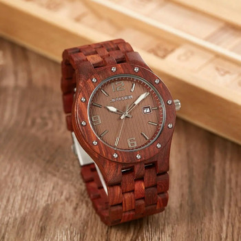 Луксозна марка Водоустойчив дървен часовник Мъжки кварцови часовници Календар с дървена каишка Аналогови мъжки елегантни ръчни часовници relogio New 2023