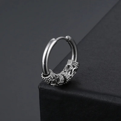 Cercei din oțel inoxidabil cu model de dragon tibetan de epocă, punk, geometric, perforat, bijuterii pentru ureche, cadouri de petrecere pentru femei bărbați