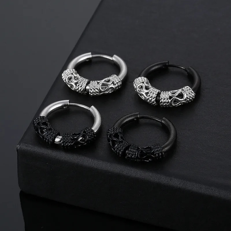 Vintažinio Tibeto drakono rašto nerūdijančio plieno auskarai pankiški geometriniai auskarai, papuošalai vakarėliui moterims, vyrams