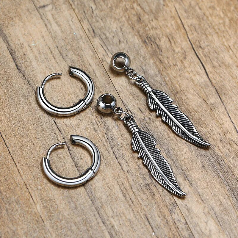 Vnoxi 1-osalised/paar-sulgedega rippuvad rippuvad kõrvarõngad naistele meeste ehted, roostevabast terasest lülikett Drop Punk kõrvaklambri tarvik