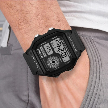 SYNOKE НОВ Спортен часовник Мъжки военни часовници Ежедневни водоустойчиви цифрови ръчни часовници Квадрат с двойно време Relogio Masculino