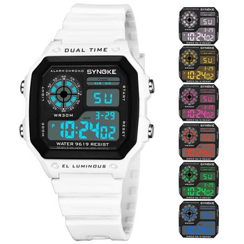 SYNOKE НОВ Спортен часовник Мъжки военни часовници Ежедневни водоустойчиви цифрови ръчни часовници Квадрат с двойно време Relogio Masculino