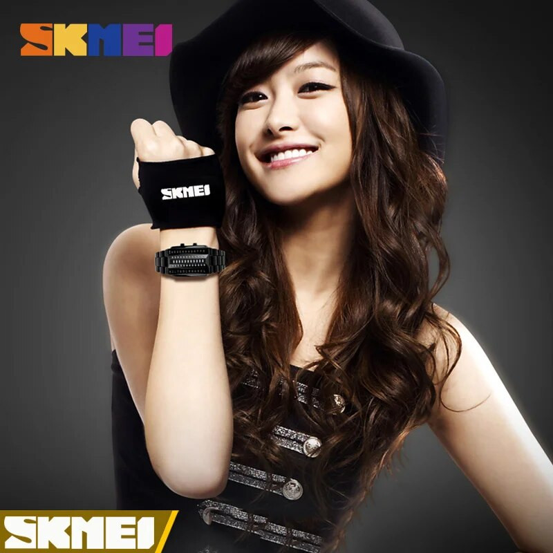 SKMEI luksusbrändi loominguline spordikell meeste roostevabast terasest rihm 5bar veekindlad digitaalkellad reloj hombre 1035