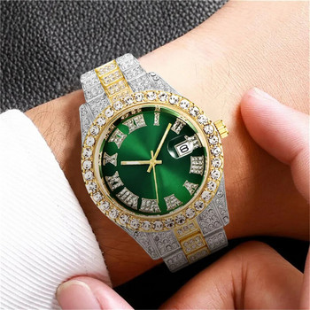 Ανδρικά ρολόγια Relogio Masculino Πολυτελές ρολόι χαλαζία από ανοξείδωτο ατσάλι Diamond Fashion Φωτεινό ρολόι δώρο Ημερολόγιο 2023