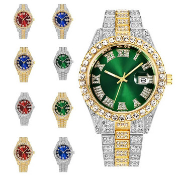 Ανδρικά ρολόγια Relogio Masculino Πολυτελές ρολόι χαλαζία από ανοξείδωτο ατσάλι Diamond Fashion Φωτεινό ρολόι δώρο Ημερολόγιο 2023