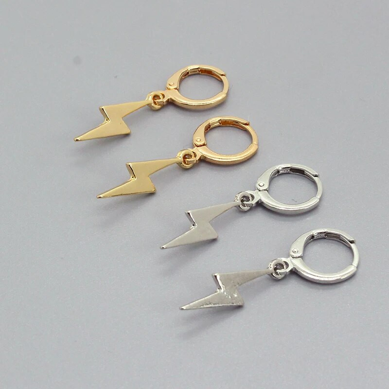 1 par punk minimalističkih munjevitih malih naušnica u obliku obruča za žene muškarce vintage slatki hiphop cool geometrijski privjesak nakit s ušima