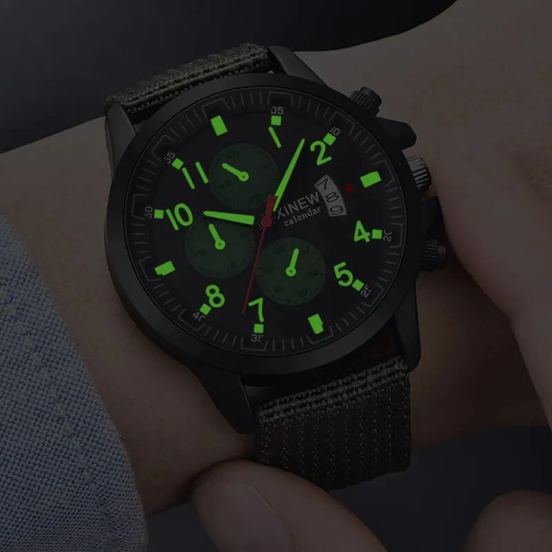 Ανδρικά ρολόγια XINEW Luminous Hands Nylon Band Ανδρικά ρολόγια Quartz Military Sport Ρολόγια Relojes Para Hombre Erkek Analog Kol Saati
