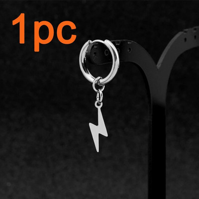 Rinhoo 1PC πανκ σκουλαρίκια από ανοξείδωτο ατσάλι Ανδρικά Γυναικεία Γοτθικός Σταυρός αστραπή Pearl Geometry Ear Ring Pop Hip Hop Piercing Κοσμήματα