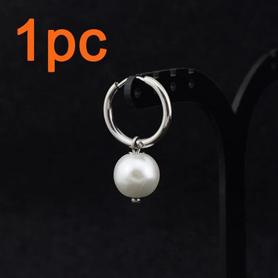 Rinhoo 1PC πανκ σκουλαρίκια από ανοξείδωτο ατσάλι Ανδρικά Γυναικεία Γοτθικός Σταυρός αστραπή Pearl Geometry Ear Ring Pop Hip Hop Piercing Κοσμήματα