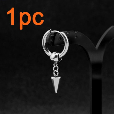 Rinhoo 1PC πανκ σκουλαρίκια από ανοξείδωτο ατσάλι Ανδρικά Γυναικεία Γοτθικός Σταυρός αστραπή Pearl Geometry Ear Ring Pop Hip Hop Piercing Κοσμήματα