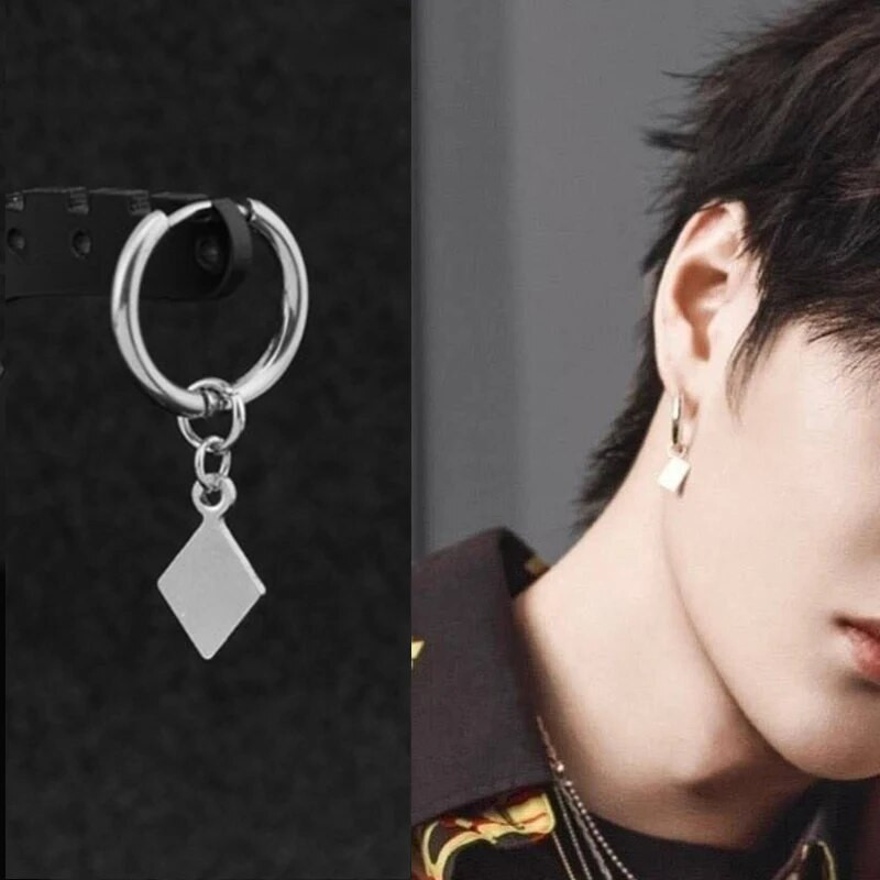 Rinhoo 1PC πανκ σκουλαρίκια από ανοξείδωτο ατσάλι Ανδρικά Γυναικεία Γοτθικός Σταυρός αστραπή Pearl Geometry Ear Ring Pop Hip Hop Piercing Κοσμήματα
