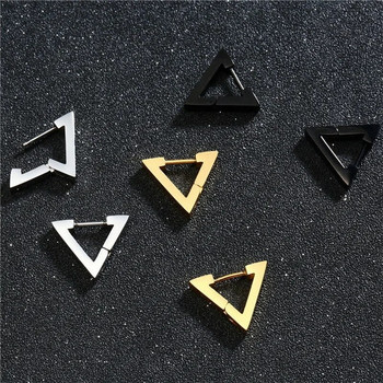 Rinhoo Simple Geometric Triangle Ear Stud Earring Unisex Stainless Steel Punk Rock Stud Earrings Piercing Push-Back Парти бижута