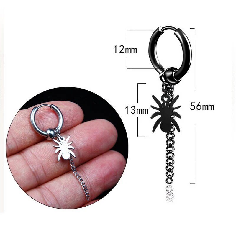 „Rinhoo“ 1vnt „Punk Cross Stars“ pakabukas, juodas, nerūdijančio titano plieno, auskarai su smeigtukais, moteriški, vyriški, gotikiniai gatvės popso hiphopo ausų papuošalai