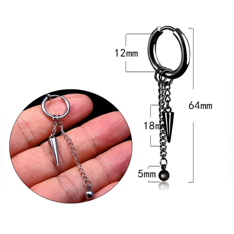 „Rinhoo“ 1vnt „Punk Cross Stars“ pakabukas, juodas, nerūdijančio titano plieno, auskarai su smeigtukais, moteriški, vyriški, gotikiniai gatvės popso hiphopo ausų papuošalai