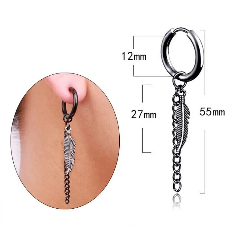 „Rinhoo“ 1vnt „Punk Cross Stars“ pakabukas, juodas, nerūdijančio titano plieno, auskarai su smeigtukais, moteriški, vyriški, gotikiniai gatvės popso hiphopo ausų papuošalai