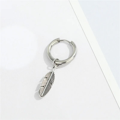 1PC Punk Hip Hop Σκουλαρίκια από ανοξείδωτο ατσάλι για γυναίκες Ανδρικά Μόδα Rock Leaves Wings Hoop E755 Σκουλαρίκια Party Jewelry E755