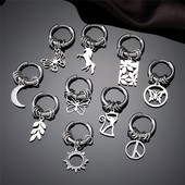 Roostevabast terasest õõnsad ümmargused ükssarvikud liblikarõngaga kõrvarõngad meestele naistele punk, lihtsad lehed päikesekuu lõputud ümmargused kõrvarõngad