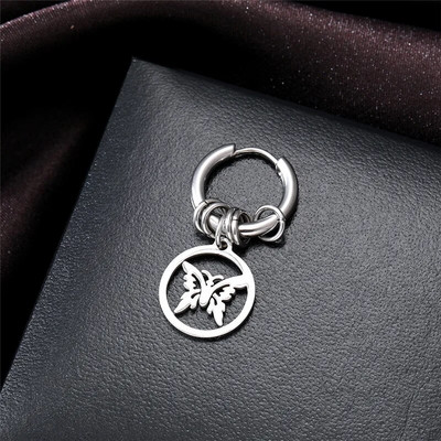 Roostevabast terasest õõnsad ümmargused ükssarvikud liblikarõngaga kõrvarõngad meestele naistele punk, lihtsad lehed päikesekuu lõputud ümmargused kõrvarõngad