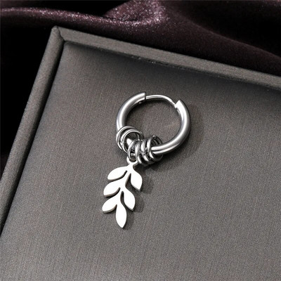 Roostevabast terasest õõnsad ümmargused ükssarvikud liblikarõngaga kõrvarõngad meestele naistele punk, lihtsad lehed päikesekuu lõputud ümmargused kõrvarõngad