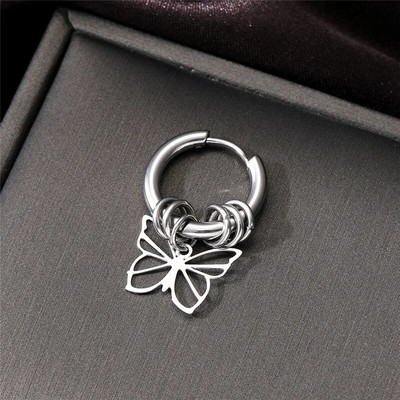 Roostevabast terasest õõnsad ümmargused ükssarvikud liblikarõngaga kõrvarõngad meestele naistele punk, lihtsad lehed päikesekuu lõputud ümmargused kõrvarõngad