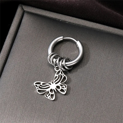 Roostevabast terasest õõnsad ümmargused ükssarvikud liblikarõngaga kõrvarõngad meestele naistele punk, lihtsad lehed päikesekuu lõputud ümmargused kõrvarõngad