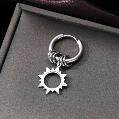 Roostevabast terasest õõnsad ümmargused ükssarvikud liblikarõngaga kõrvarõngad meestele naistele punk, lihtsad lehed päikesekuu lõputud ümmargused kõrvarõngad