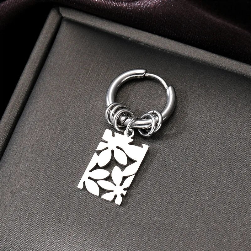 Roostevabast terasest õõnsad ümmargused ükssarvikud liblikarõngaga kõrvarõngad meestele naistele punk, lihtsad lehed päikesekuu lõputud ümmargused kõrvarõngad