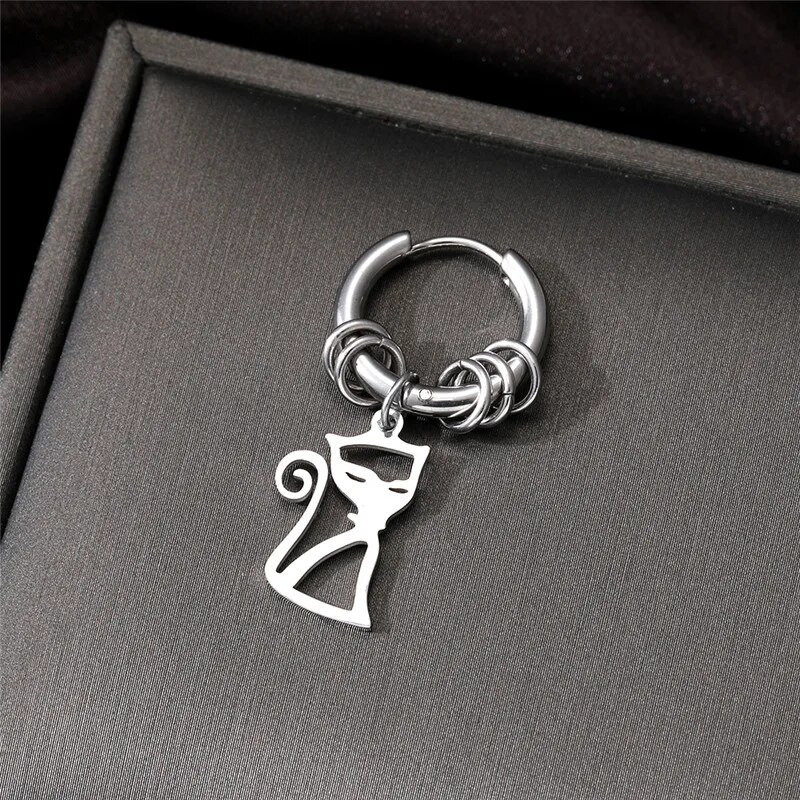 Roostevabast terasest õõnsad ümmargused ükssarvikud liblikarõngaga kõrvarõngad meestele naistele punk, lihtsad lehed päikesekuu lõputud ümmargused kõrvarõngad