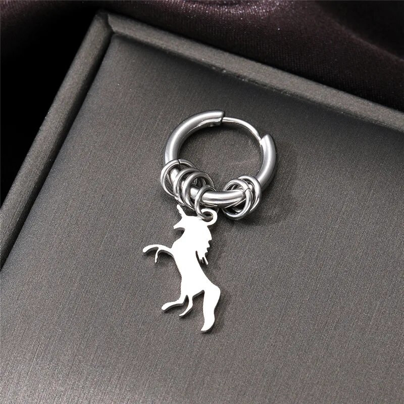 Roostevabast terasest õõnsad ümmargused ükssarvikud liblikarõngaga kõrvarõngad meestele naistele punk, lihtsad lehed päikesekuu lõputud ümmargused kõrvarõngad