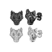 Gooti stiilis punk Wolf Head Stud kõrvarõngad meestele, naistele, hiphop Cool Fox Animals Ear Stud peoehted W528