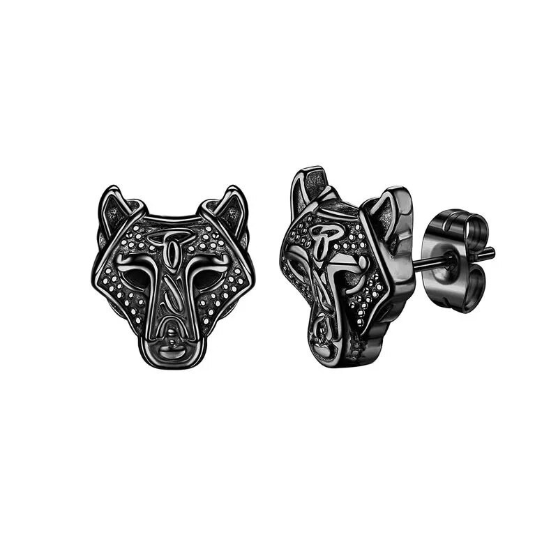 Gothic Punk Wolf Head Stud Stud Auskarai Vyrams Moterų Hip Hop Cool Fox Animals Ear Stud Party Papuošalai W528