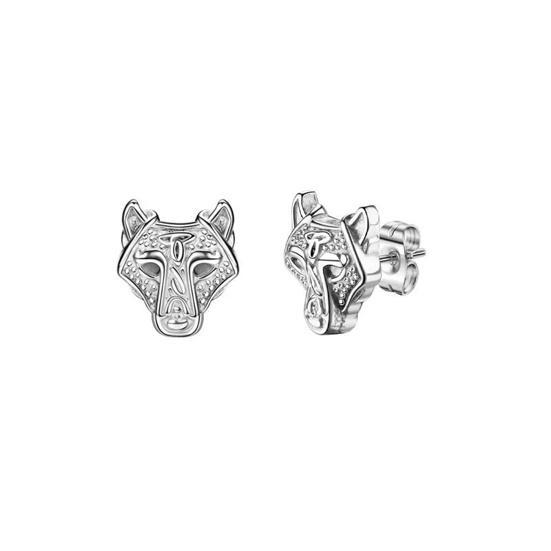 Gothic Punk Wolf Head Stud Stud Auskarai Vyrams Moterų Hip Hop Cool Fox Animals Ear Stud Party Papuošalai W528