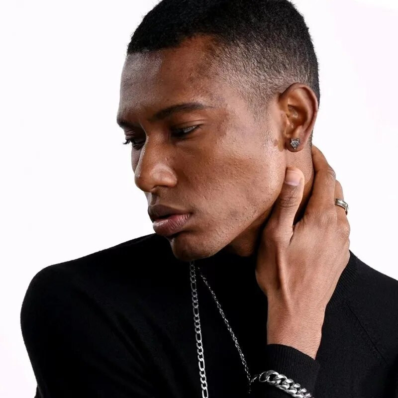 Gothic Punk Wolf Head Stud Stud Auskarai Vyrams Moterų Hip Hop Cool Fox Animals Ear Stud Party Papuošalai W528