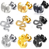 Nerūdijančio plieno gyvatės šikšnosparniai Inkariniai auskarai moterims Vyriški pankiški gyvūnai Mini maži auskarų vėrimas auskarai papuošalai