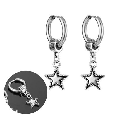 Hot Fashion Punk Vintage Σκουλαρίκια με Κρίκο Φύλλων για Γυναικεία Ανδρικά πάρτι Κοσμήματα Σχέδιο Ανοξείδωτο Σκουλαρίκι άγκυρας με φτερά με αστέρι