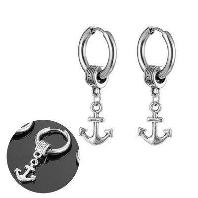 Hot Fashion Punk Vintage Σκουλαρίκια με Κρίκο Φύλλων για Γυναικεία Ανδρικά πάρτι Κοσμήματα Σχέδιο Ανοξείδωτο Σκουλαρίκι άγκυρας με φτερά με αστέρι