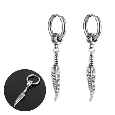 Hot Fashion Punk Vintage Σκουλαρίκια με Κρίκο Φύλλων για Γυναικεία Ανδρικά πάρτι Κοσμήματα Σχέδιο Ανοξείδωτο Σκουλαρίκι άγκυρας με φτερά με αστέρι