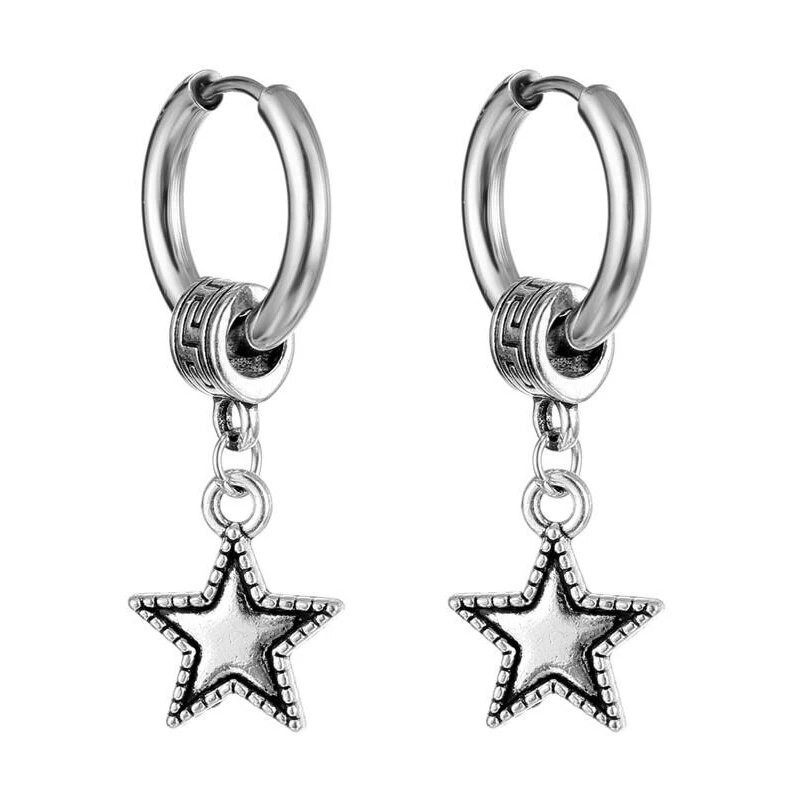Hot Fashion Punk Vintage Σκουλαρίκια με Κρίκο Φύλλων για Γυναικεία Ανδρικά πάρτι Κοσμήματα Σχέδιο Ανοξείδωτο Σκουλαρίκι άγκυρας με φτερά με αστέρι