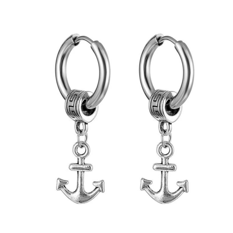 Hot Fashion Punk Vintage Σκουλαρίκια με Κρίκο Φύλλων για Γυναικεία Ανδρικά πάρτι Κοσμήματα Σχέδιο Ανοξείδωτο Σκουλαρίκι άγκυρας με φτερά με αστέρι