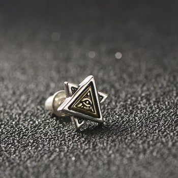 1PC Punk Copper Triangles Evil Eye Stud σκουλαρίκια για άνδρες Γυναικεία Vintage Gothic Geometric Lucky Turkish Eye Ear Stud Jewelry W151