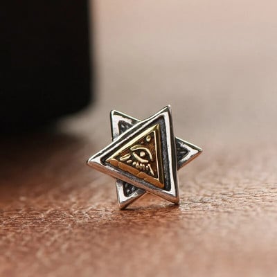 1PC Punk Triunghiuri de cupru Evil Eye Stud Cercei pentru bărbați Femei Vintage Gotic Geometric Lucky Turkish Ear Stud Bijuterii W151